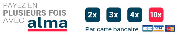 Affiche promotionnelle pour paiement en plusieurs fois avec une carte bancaire, logos CB, Visa, MasterCard.