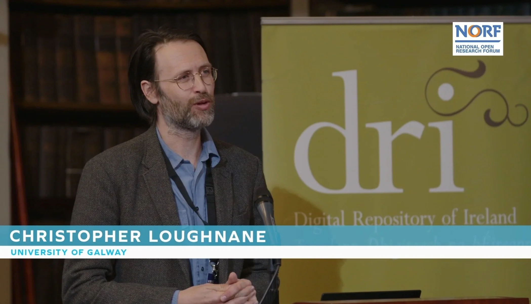 Christopher Loughnane speaking at the National Open Research Forum (NORF) NORFest conference.