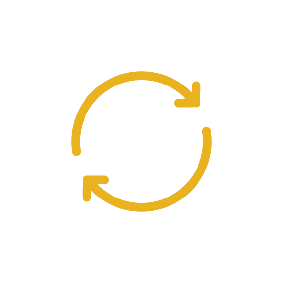 Icon depicting a gear with a user silhouette inside, surrounded by two circular arrows, indicating Implement.