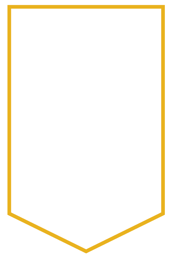 Site graphic showing a blank white banner with a gold border and a pointed bottom.