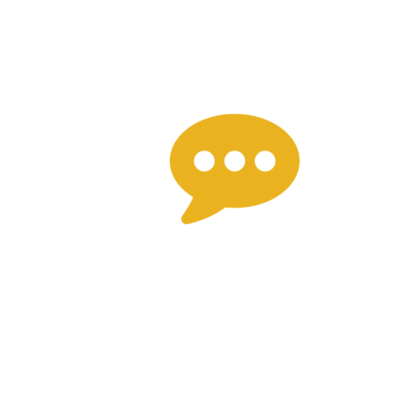 Phone receiver icon with a yellow speech bubble containing three dots indicating Contact.