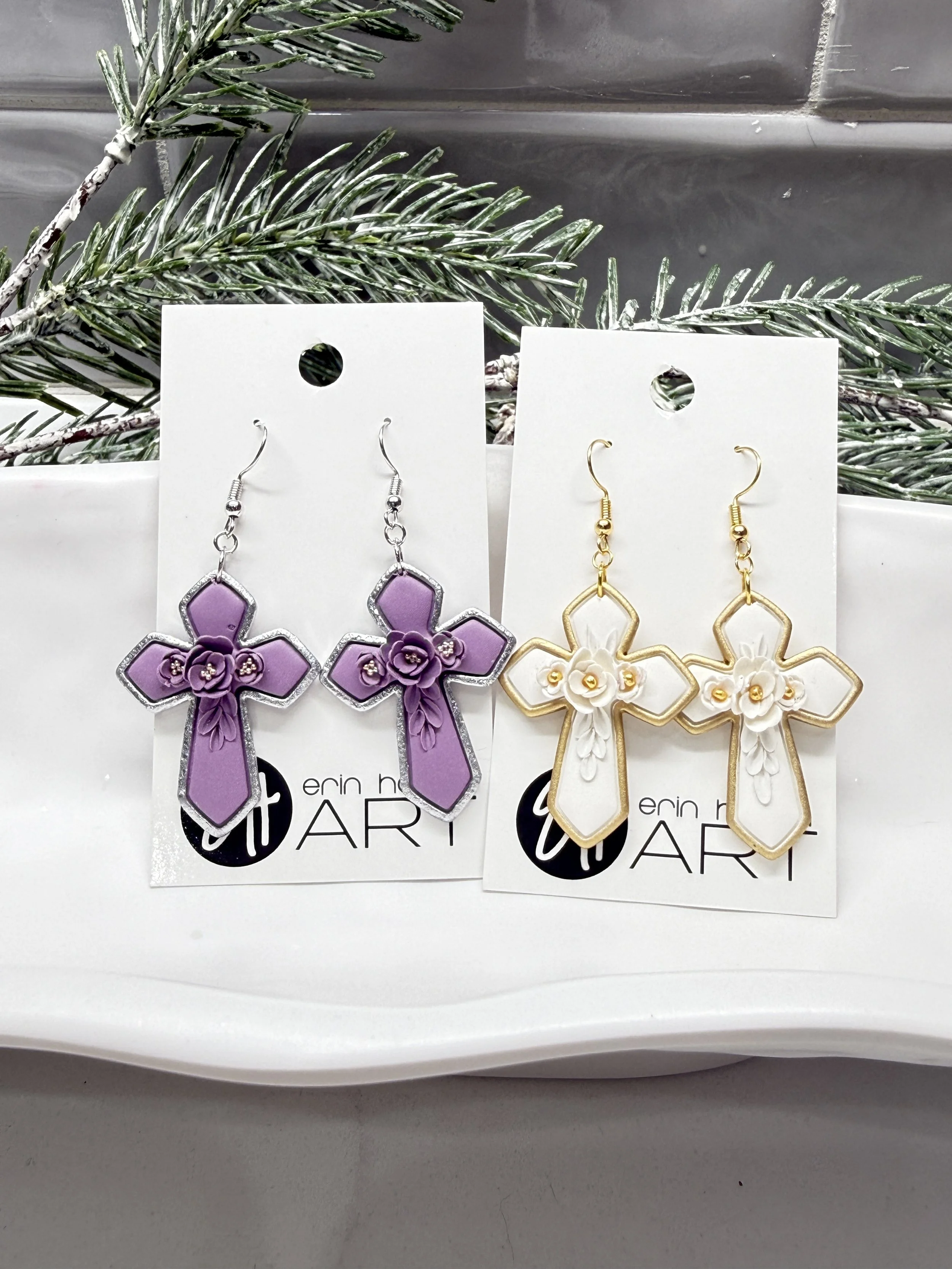 Color Block Floral Crosses