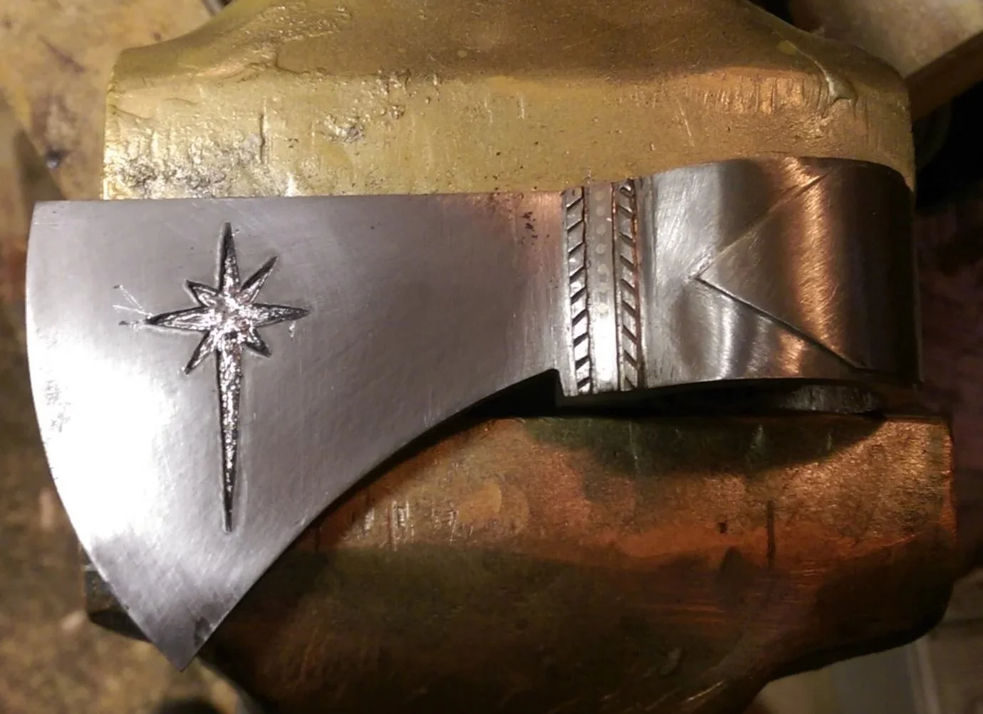 Pipe tomahawk head prepared and ready for inlay.