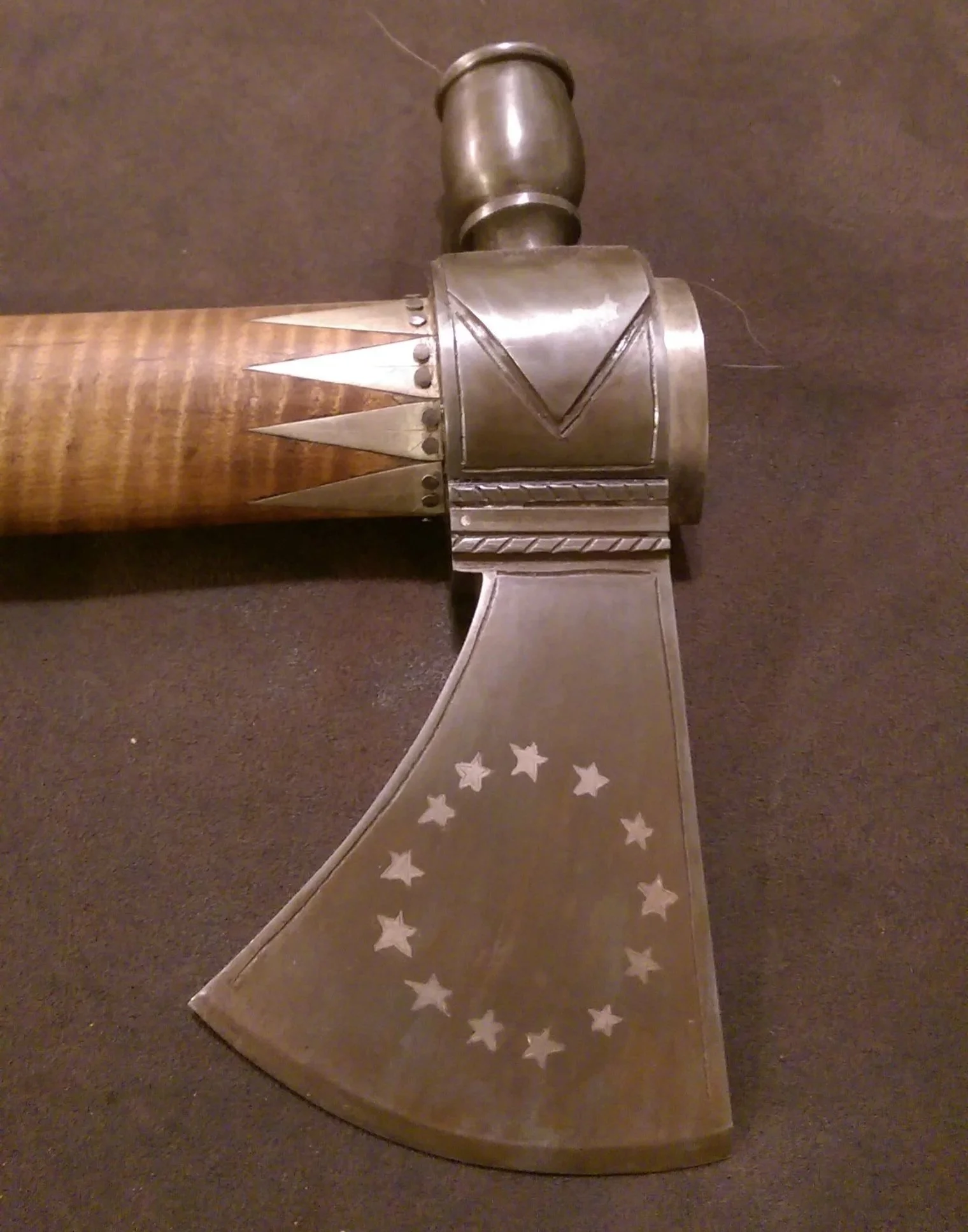 Pipe tomahawk with silver inlay completed starts