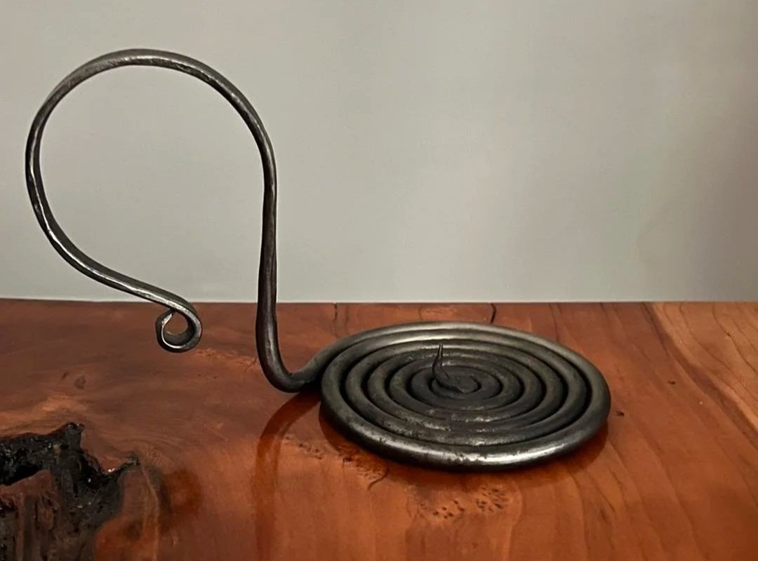 Hand-forged spiral candle holder, made for my wife.
