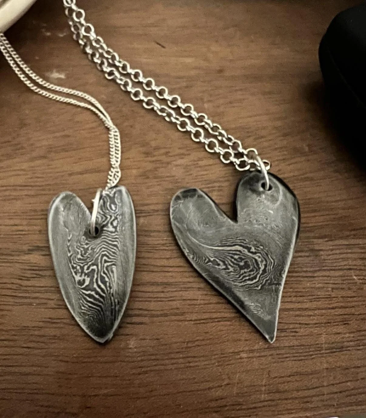 Pattern-Welded Damascus Steel Pendants - Made for my wife