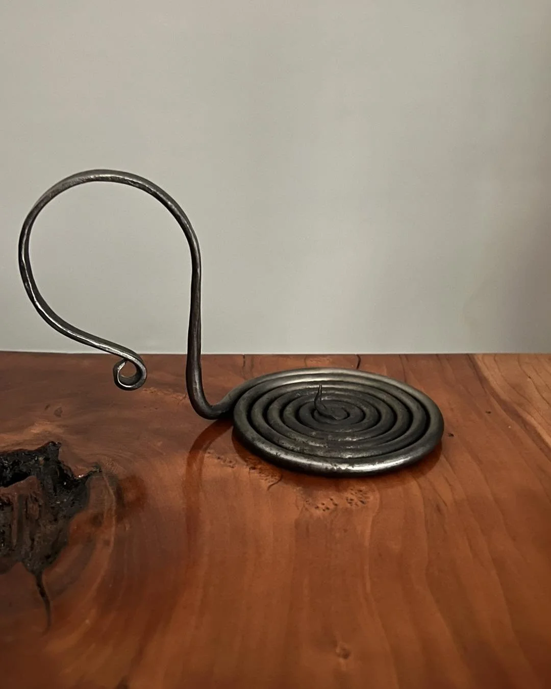 Hand-forged spiral candle holder, made for my wife.