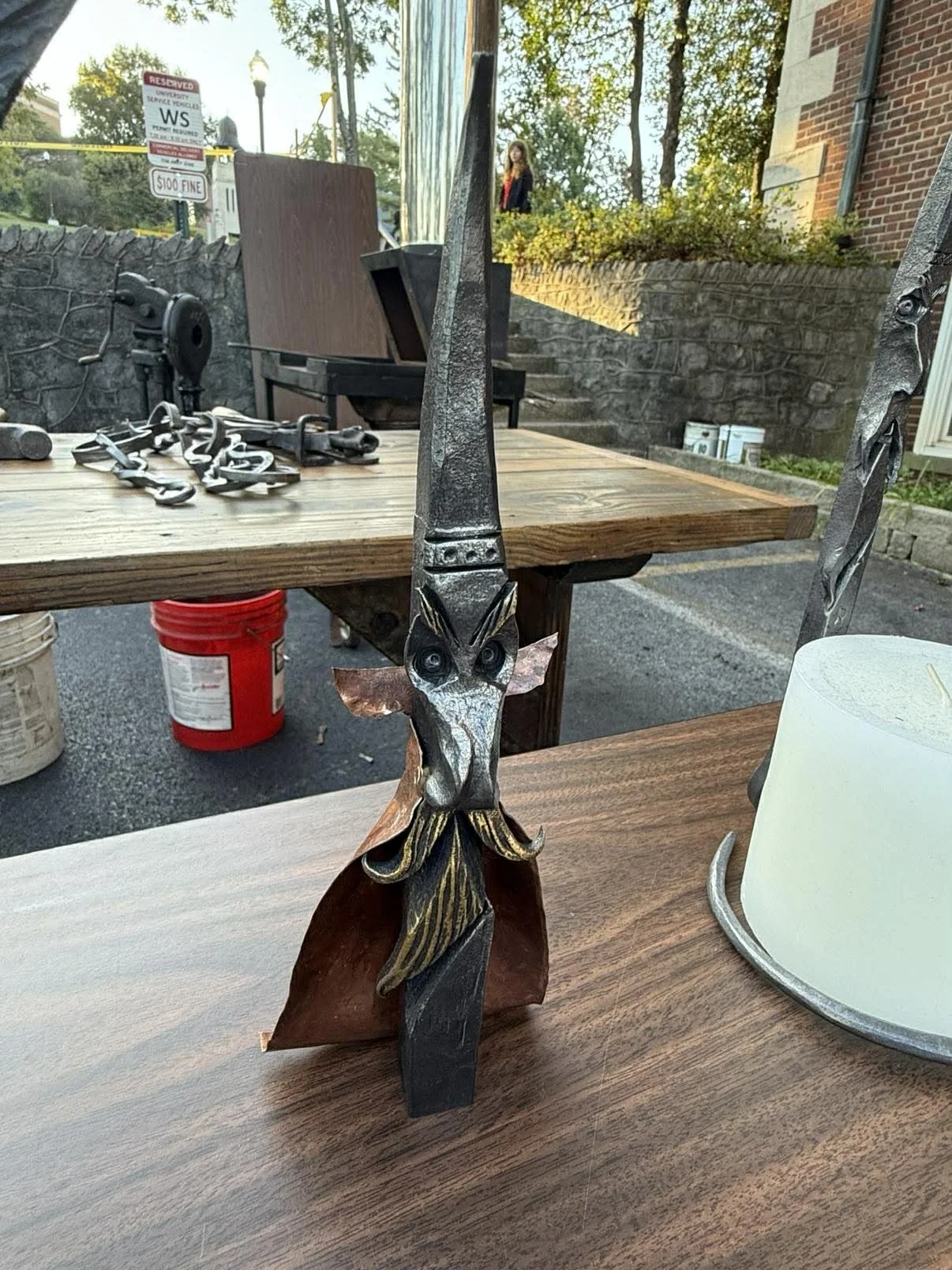 Mixed Media Wizard Sculpture – Copper and Steel