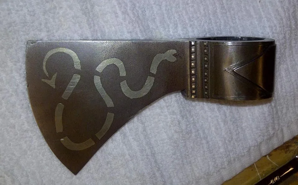 Pipe tomahawk head - snake silver inaly