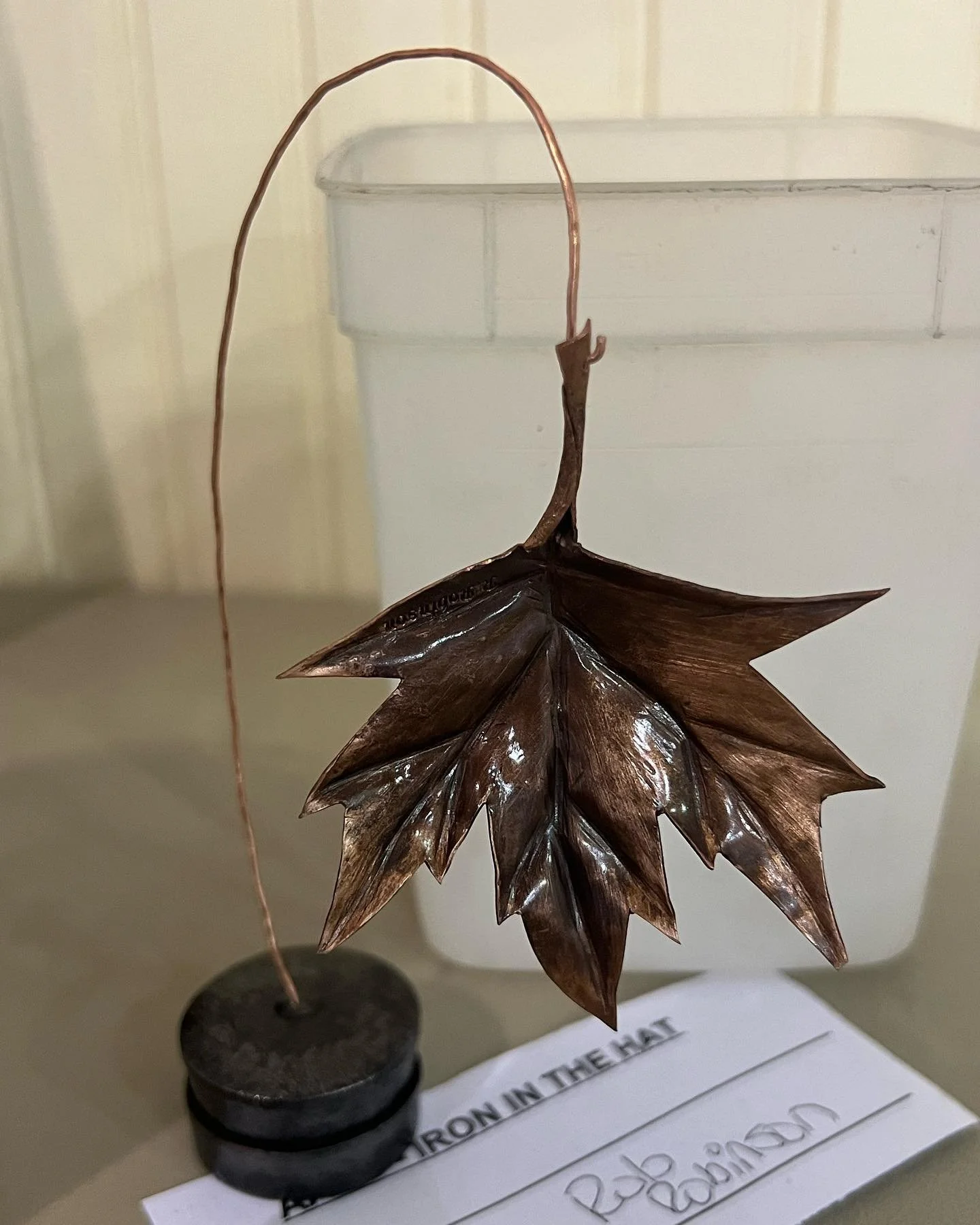 A copper leaf brought to life through repoussé.