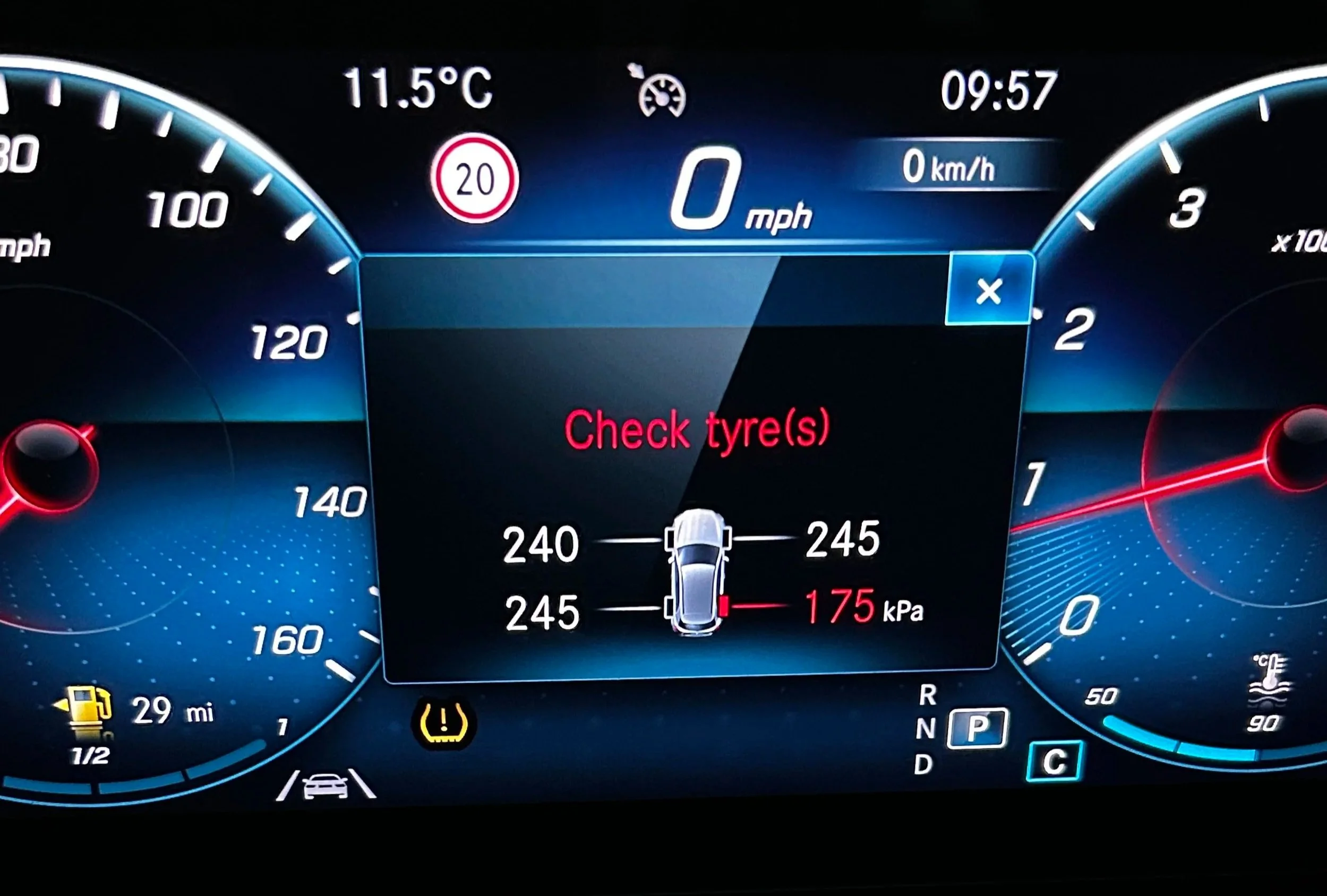 Mercedes Tyre Pressure Warning Light