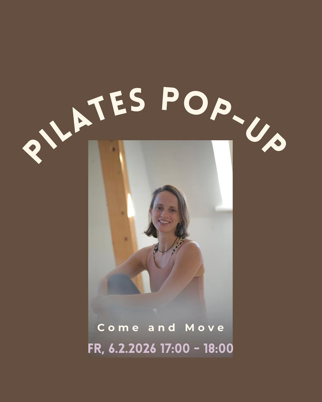 Pilates Pop-Up: Move with Control mit Tina

📅 6.2. | 60 Min | 17:00-18:00

Unsere Online-Lehrerin Tina kommt direkt zu dir ins Studio! St&auml;rke deine Mitte, finde Balance und bewege dich bewusst.

#pilates #move #popup 

✨ Jetzt anmelden!