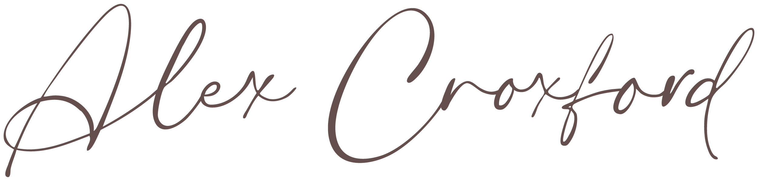 Stylized text reading "Alex Crawford" in cursive font.