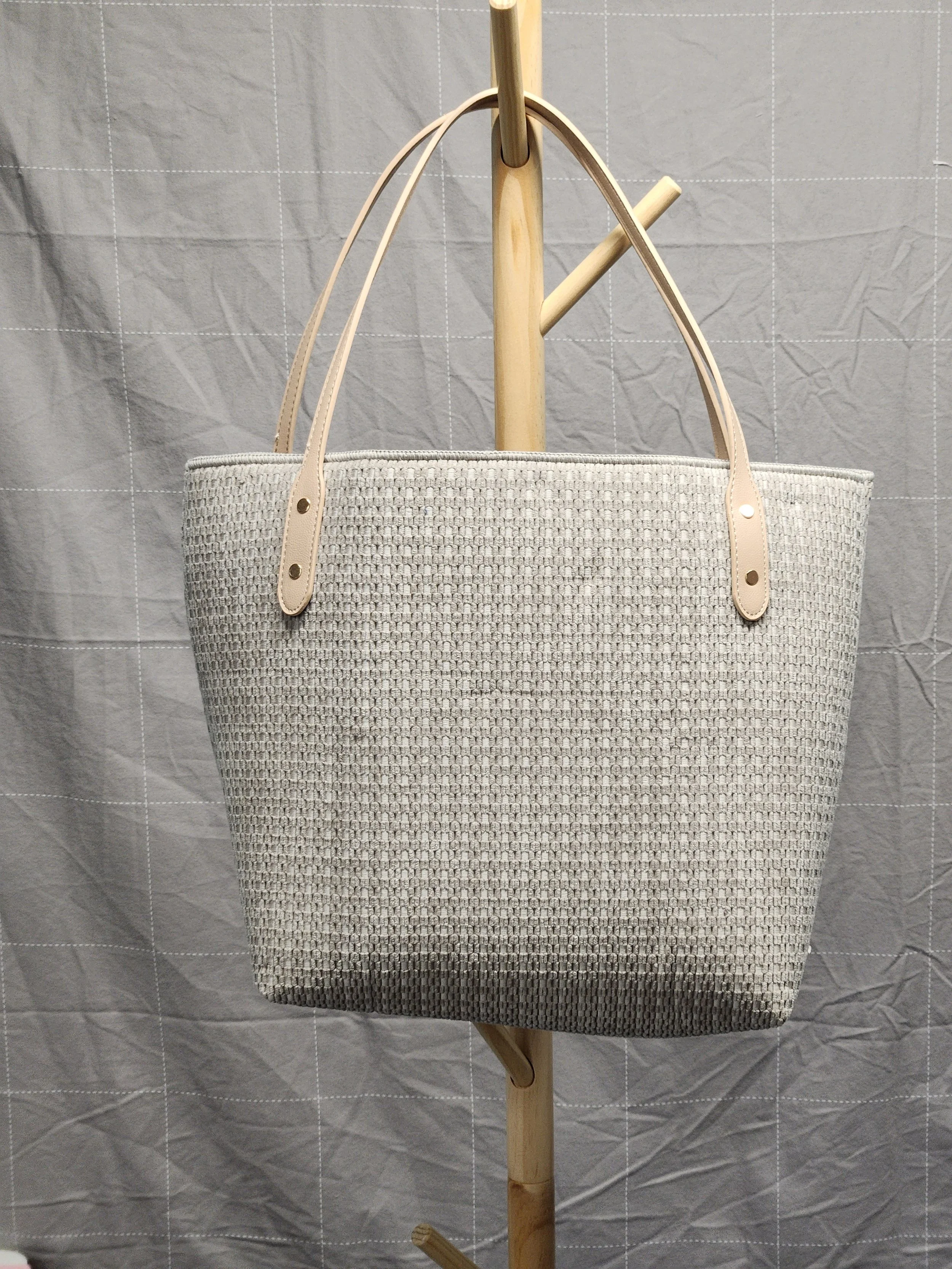 Elegant Woven Tote with Leather Straps