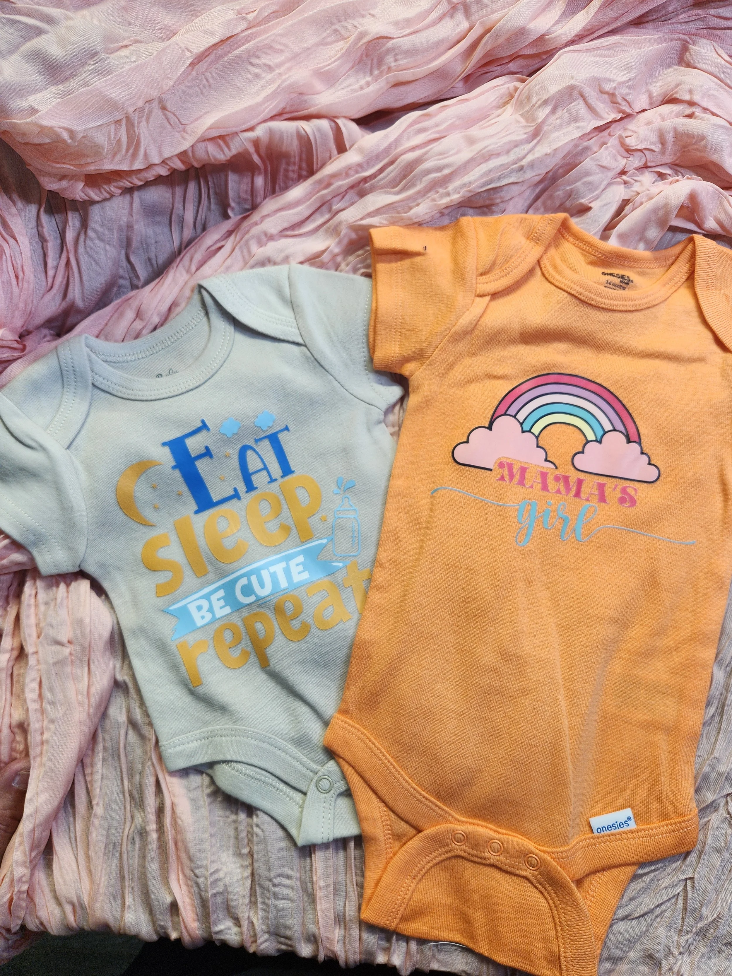 Custom Heat-Pressed Baby Onesies – Multiple Colors & Sizes