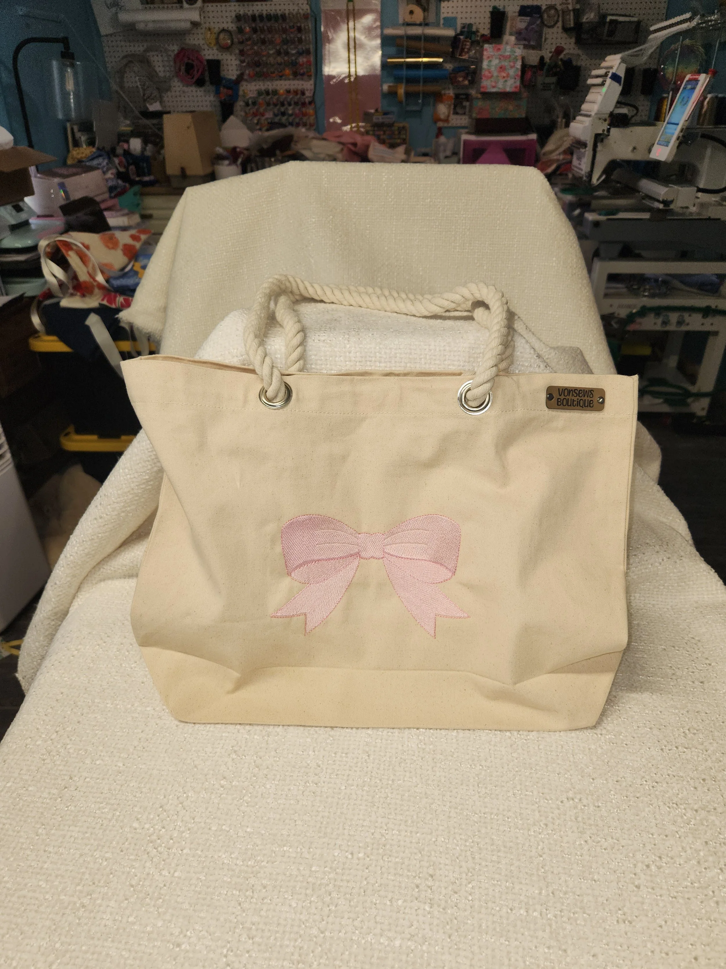 Elegance Embroidered Canvas Tote