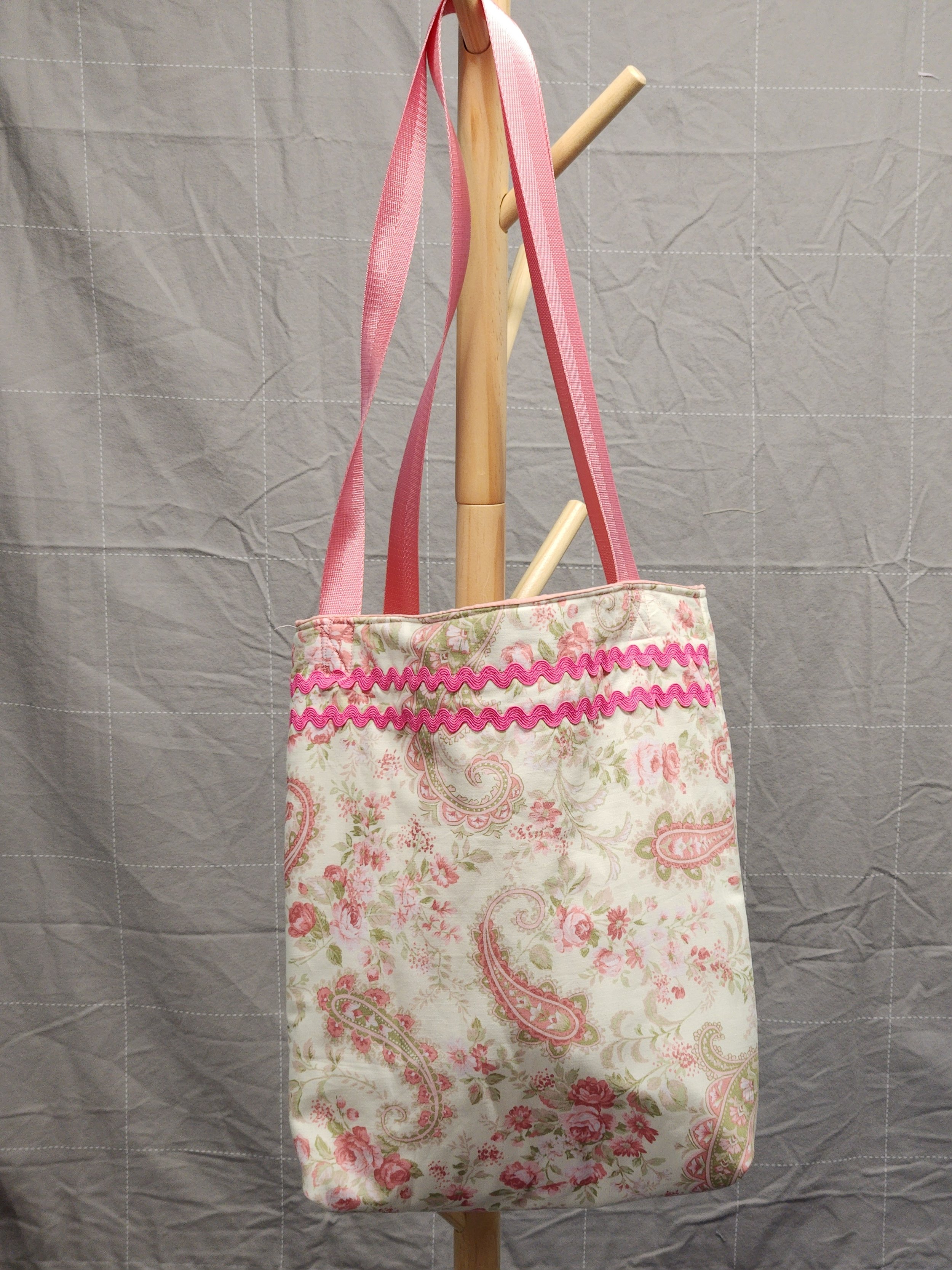Handmade Pink Floral Tote Bag – Soft Cottage Style