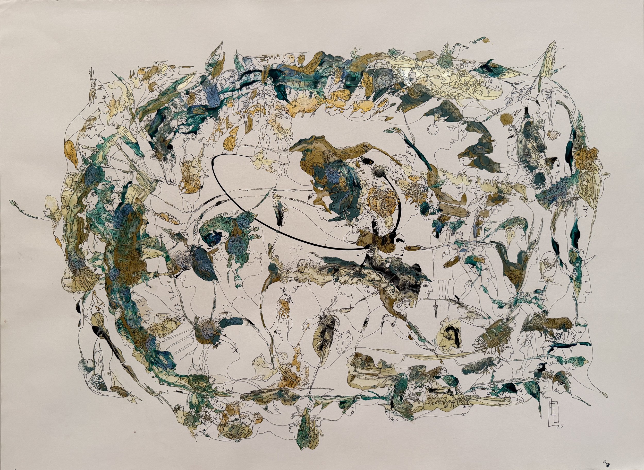 Listnening to a Song of the Wind, 2025, Acrylic and Ink on Paper, 22x30.JPG