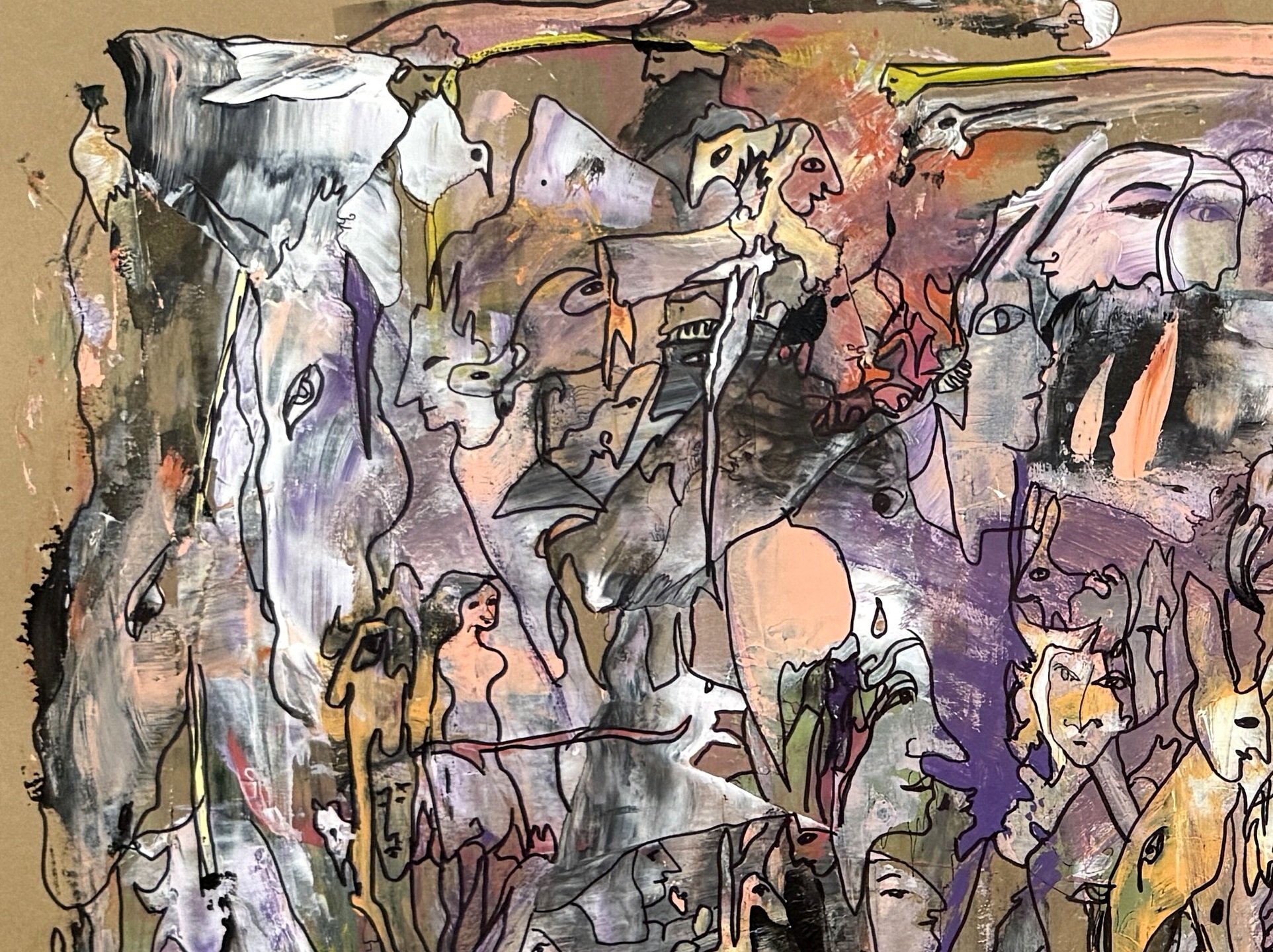 Town, 2026, Acrylic and Ink on Paper, 22x30, detail 1.jpg