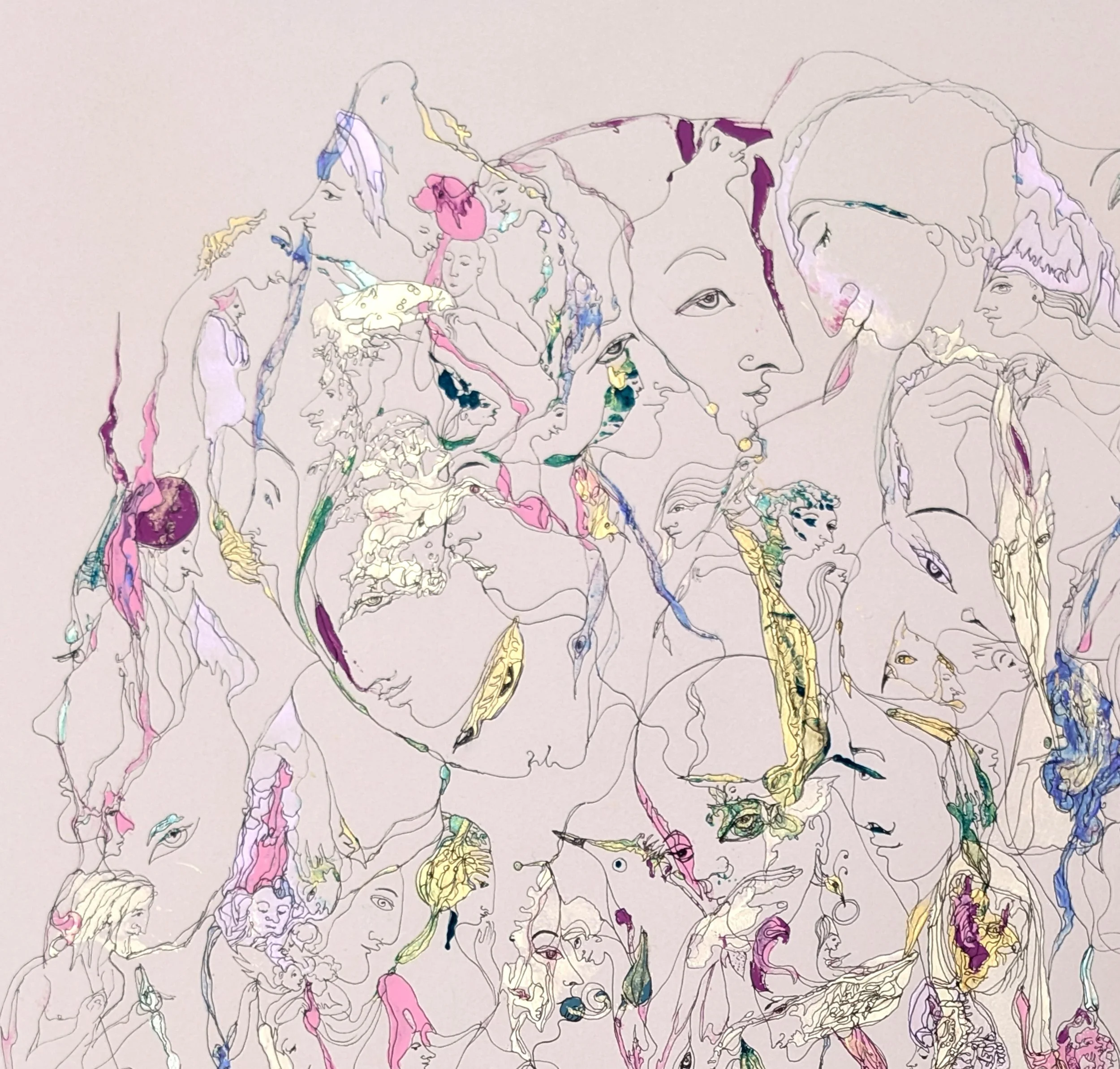 A Feeling of Harmony, 2025, Acrylic and Ink on Paper, 30x22, Fragment1.jpg