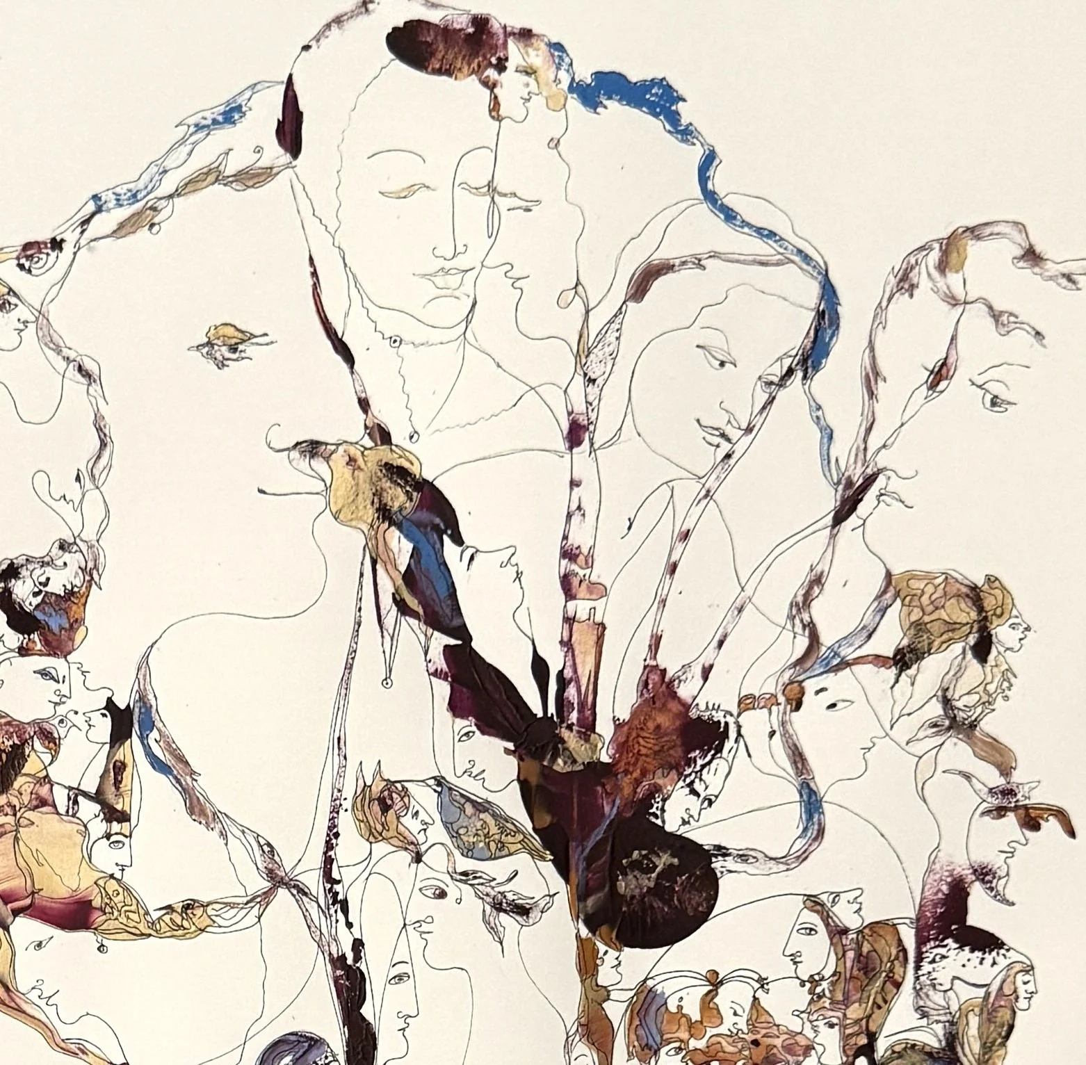 Harmonious Expression of Emotion, 2026, Acrylic and Ink on Paper, 30x22, detail 1.jpg