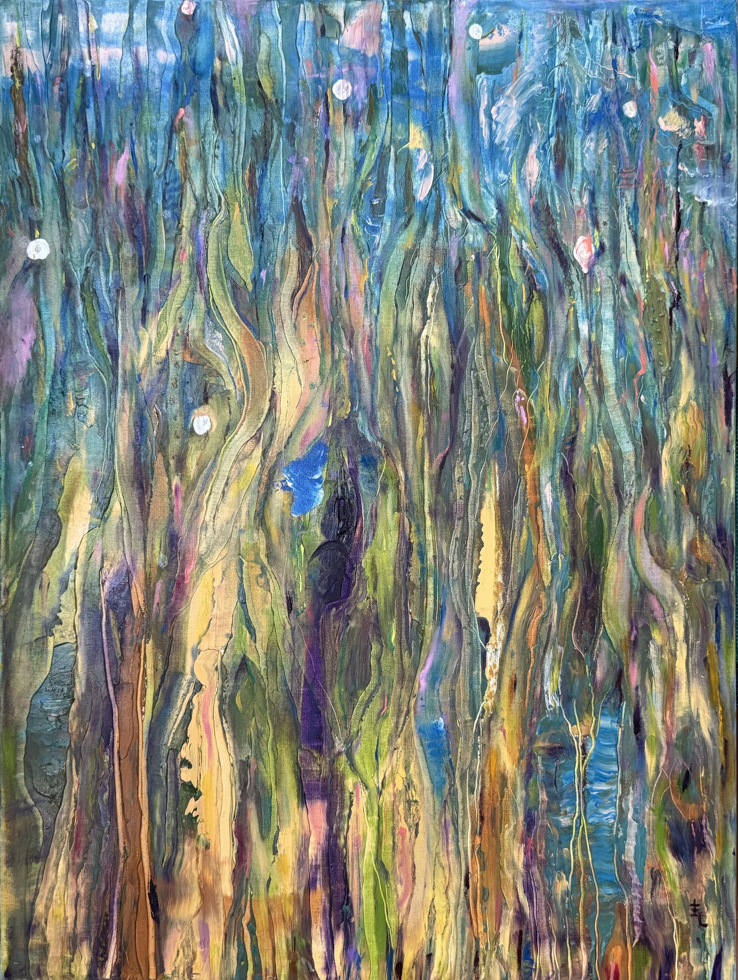 Fireflies over Water with Reeds