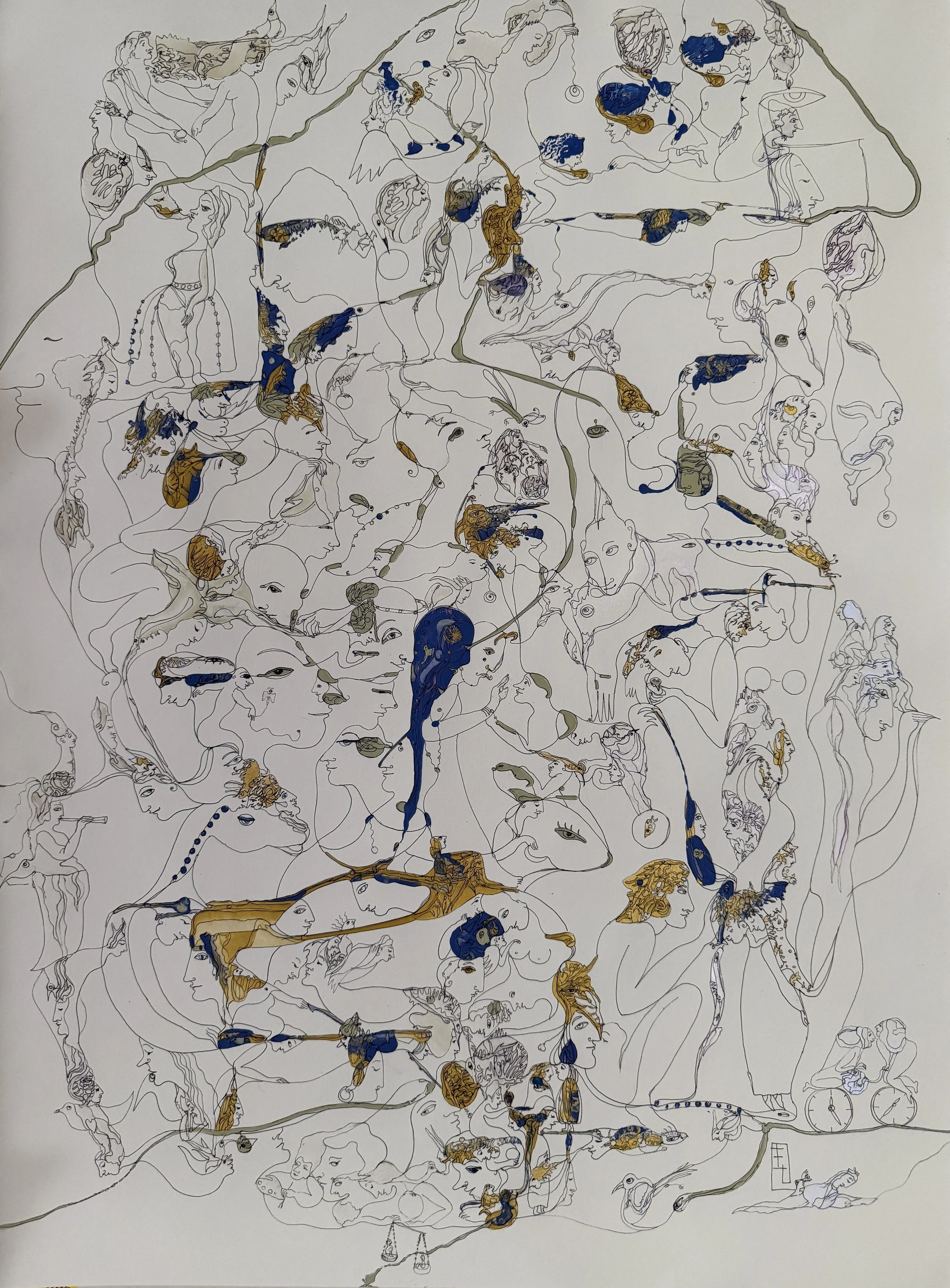 Emotional Elegance, 2025, Acrylic and Ink on Paper, 30x22 2.JPG