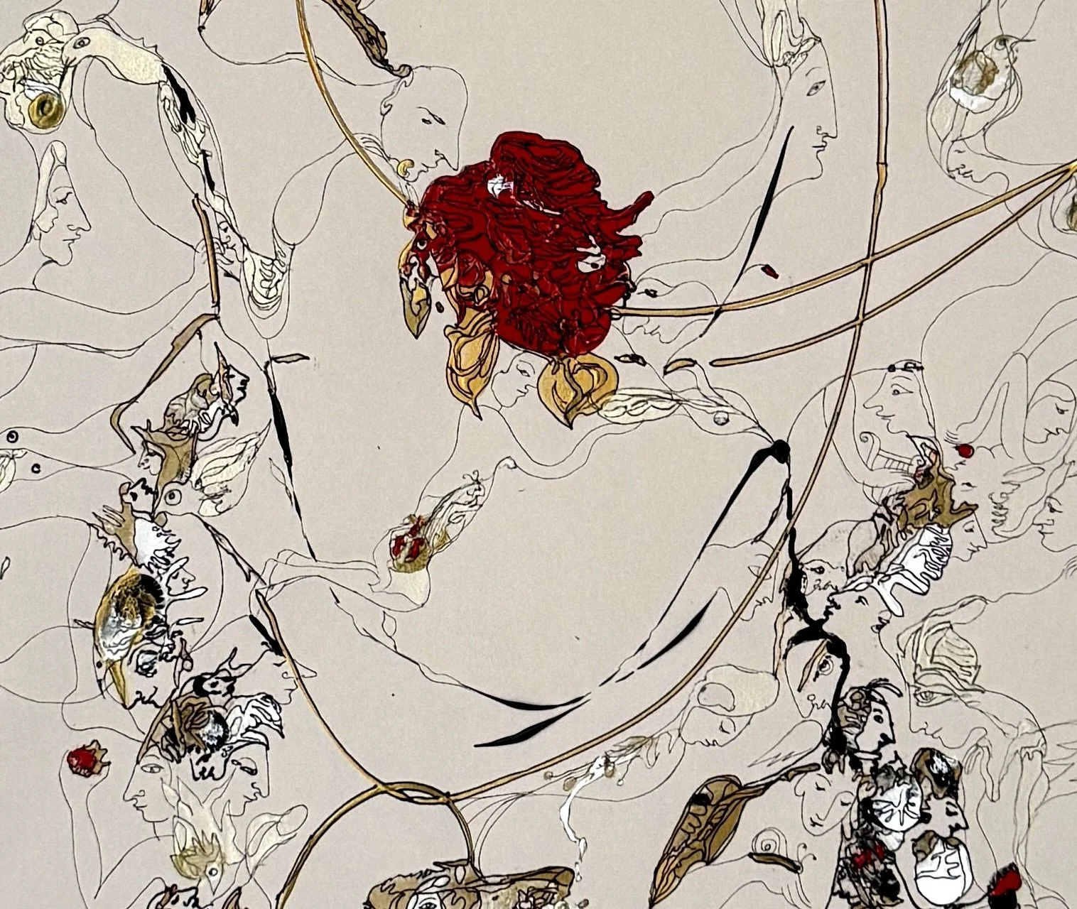 Red Color of Sensuality, 2026, Acrylic and Ink on Paper, 30x22, detail 2.jpg