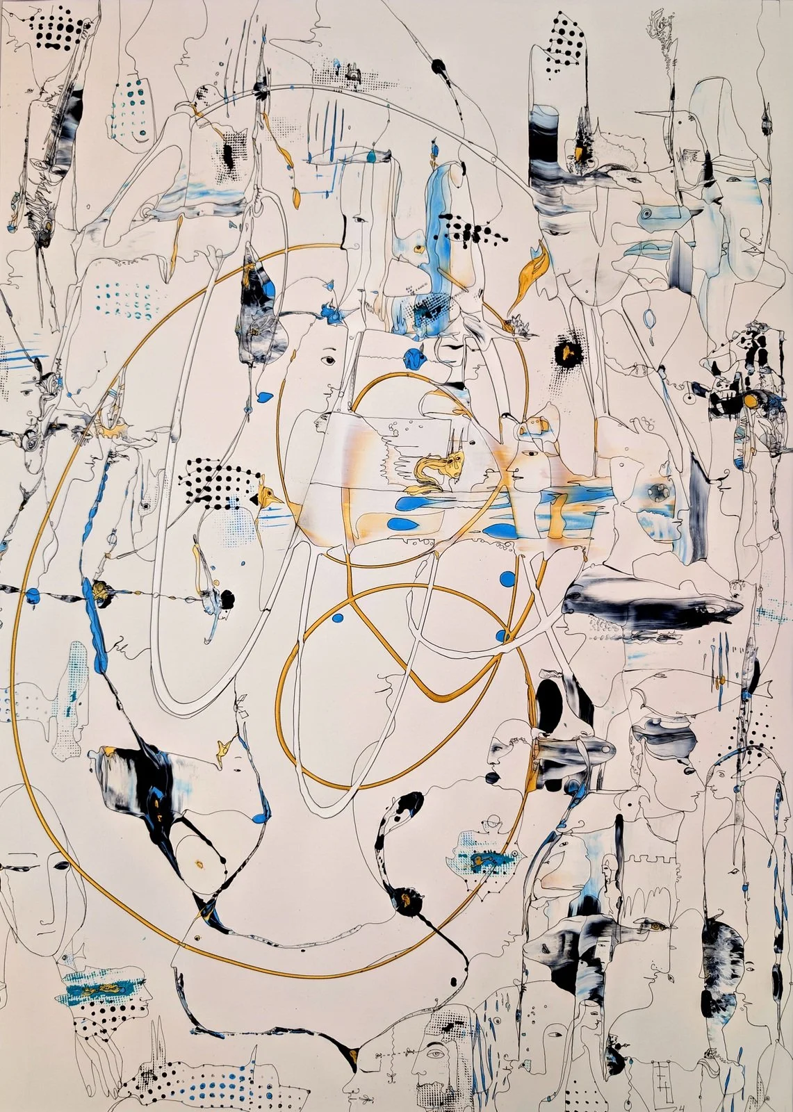 Artificial Intelligence Challenge
 
A layered abstract figurative composition where human forms dissolve into digital-like networks and flowing structures, symbolizing consciousness interpreted through artificial intelligence.