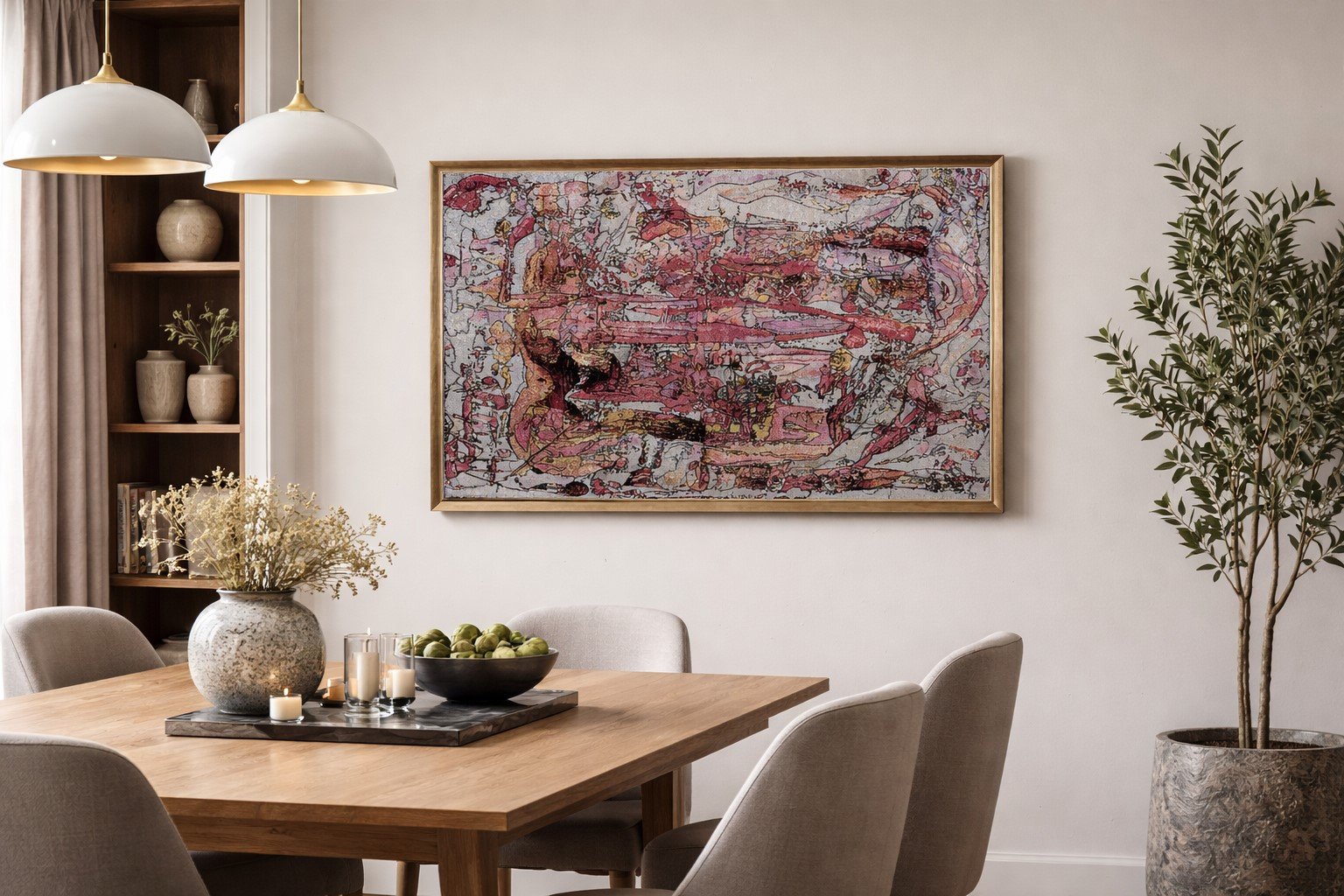 Yelena Lezhen, Strawberry Field, Tapestry, 24x36  in the room.jpg