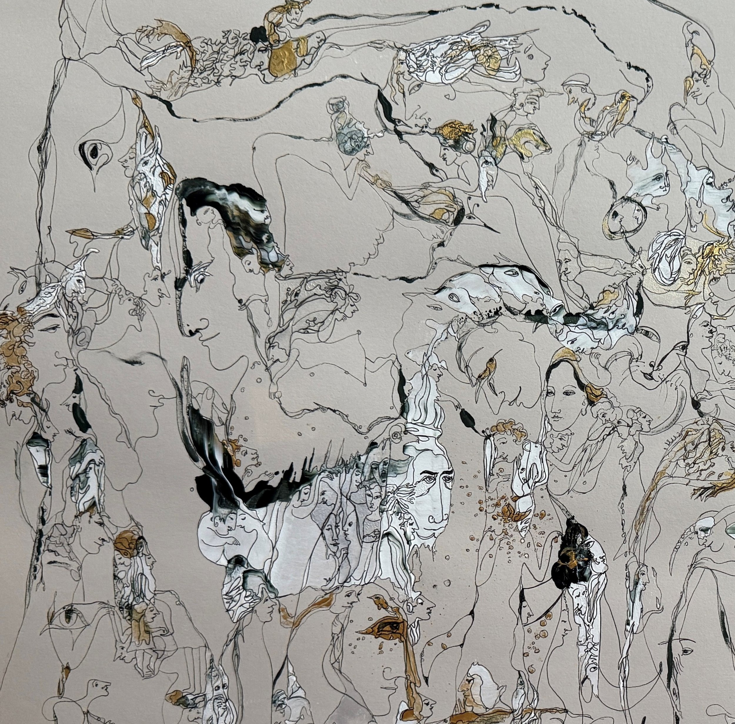 Conversation with Conscience, 2025, 22x30, frame 40.5”x28.5”Fragment 2.jpg