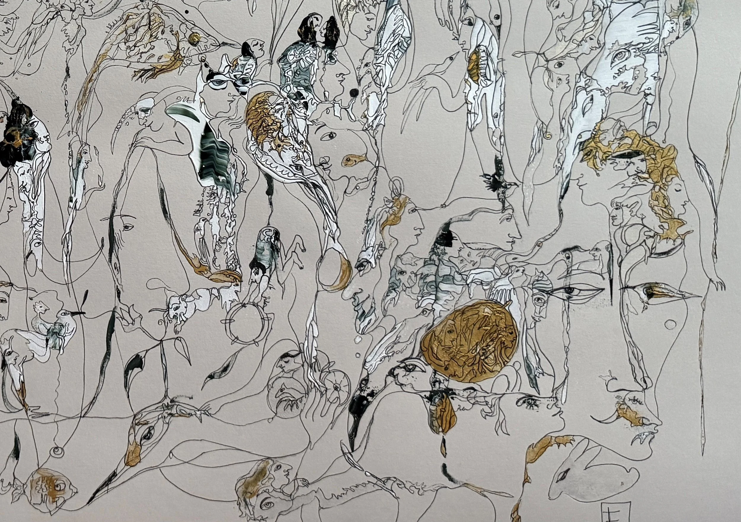 Conversation with Conscience, 2025, 22x30, frame 40.5”x28.5”Fragment 1.jpg