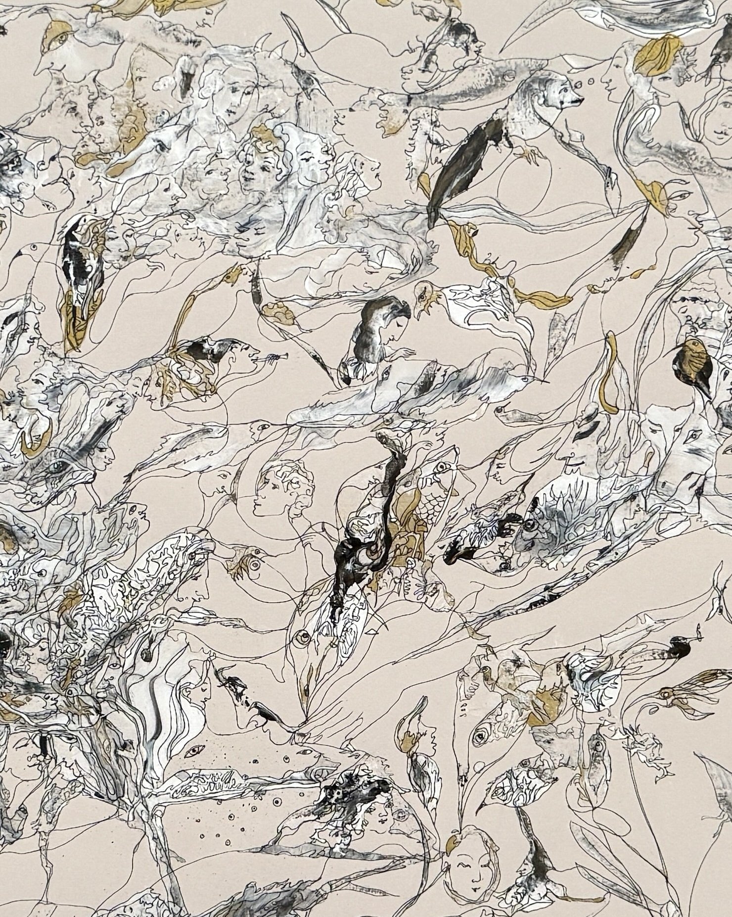 Allegorical and Erotic Symolism, 2026, Acrylic and Ink on Paper, 22x30, detail 2.jpg