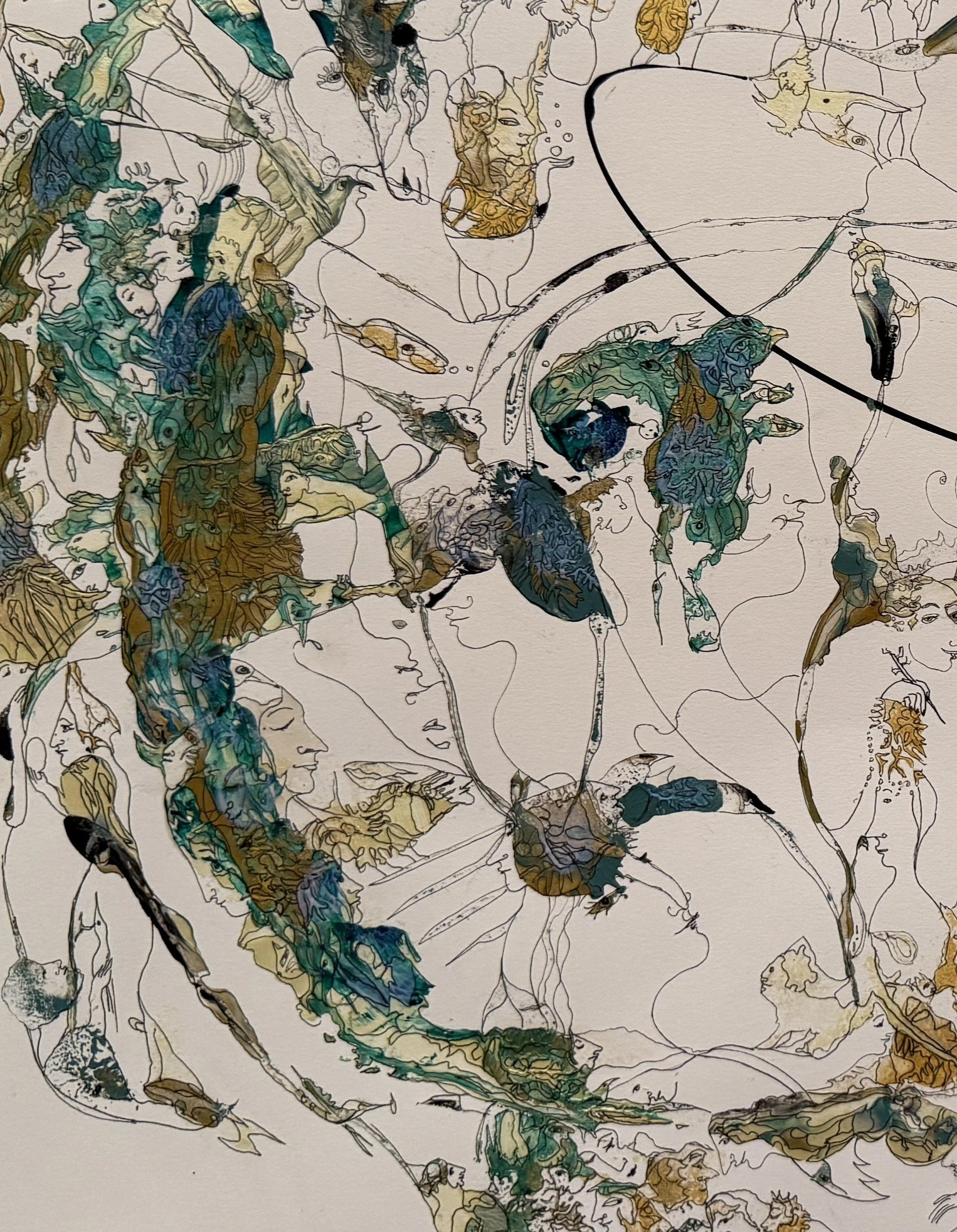 Listnening to a Song of the Wind, 2025, Acrylic and Ink on Paper, 22x30, Fragment2.JPG