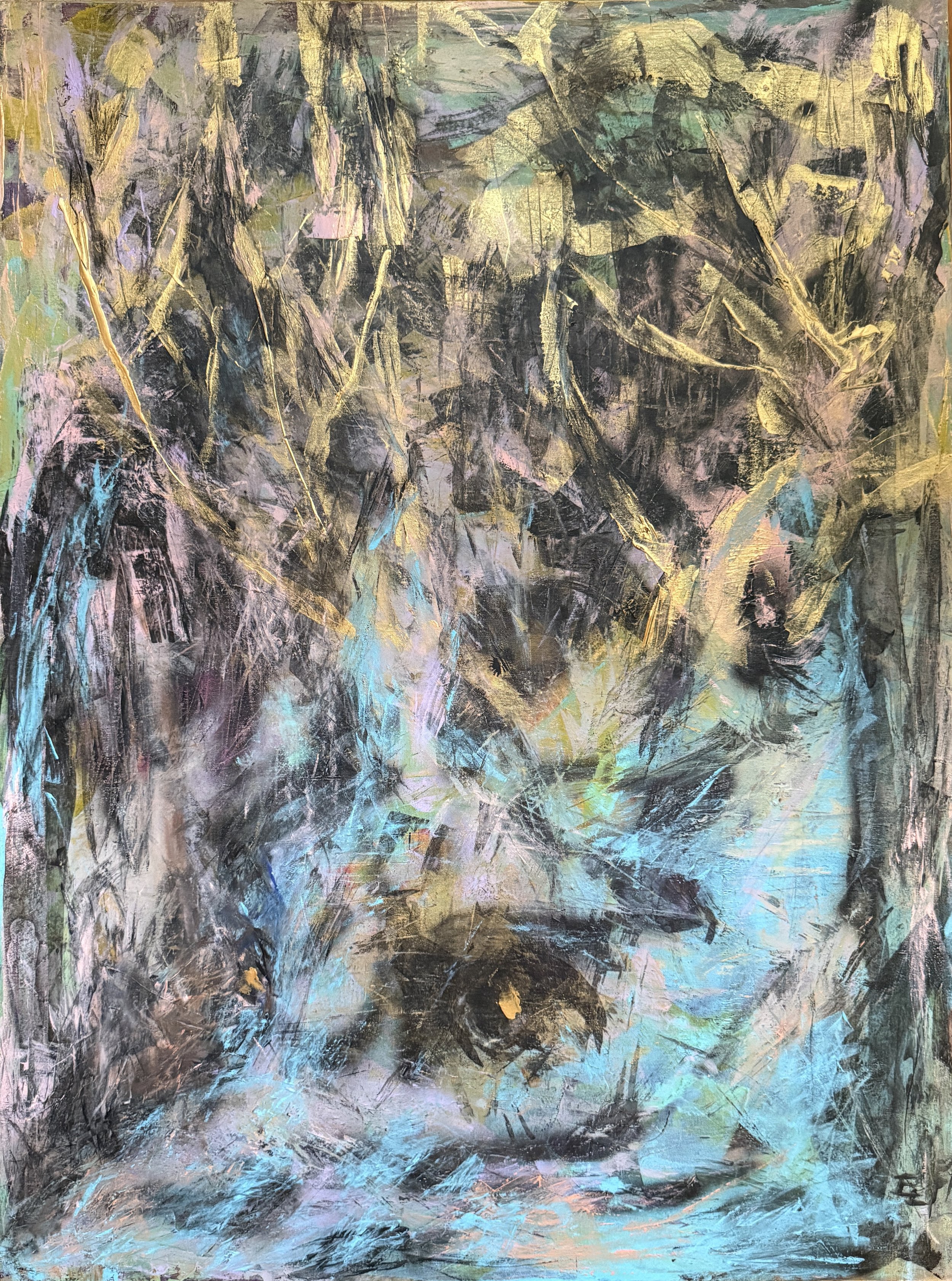 The Blue Deer Head with Golden Horns