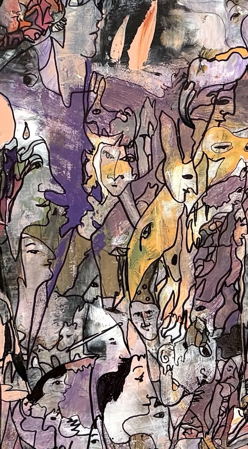 Town, 2026, Acrylic and Ink on Paper, 22x30, detail 2.jpg