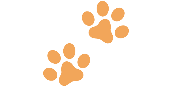 Two paw prints, one larger and one smaller, in light brown color on a white background.
