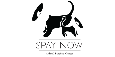 Logo of Spay Now Animal Surgical Center with a black silhouette of a cat and dog