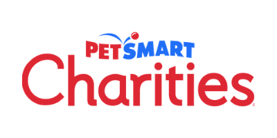 PetSmart Charities logo with red and blue text and a small dog and cat graphic.