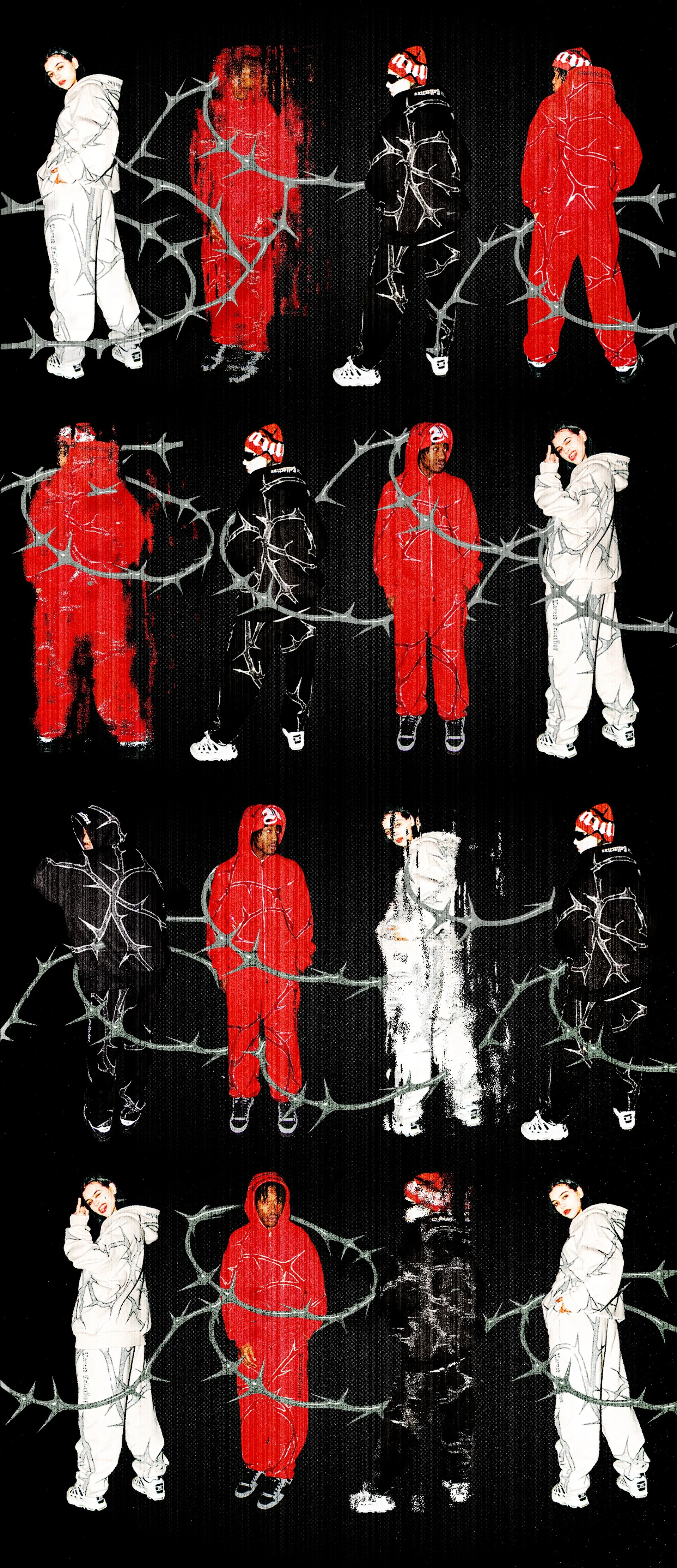 NAMED Collective "Thorn" homepage web graphic banner, featuring repeated modelled campaign cutouts, 3D silver thorn graphics, and analogue grain and noise layered throughout.