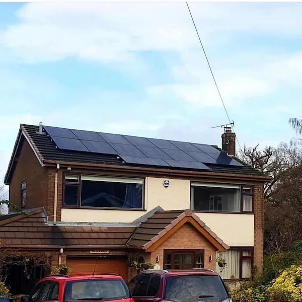 Semi-detached house with solar panels installed on the roof, Manchester