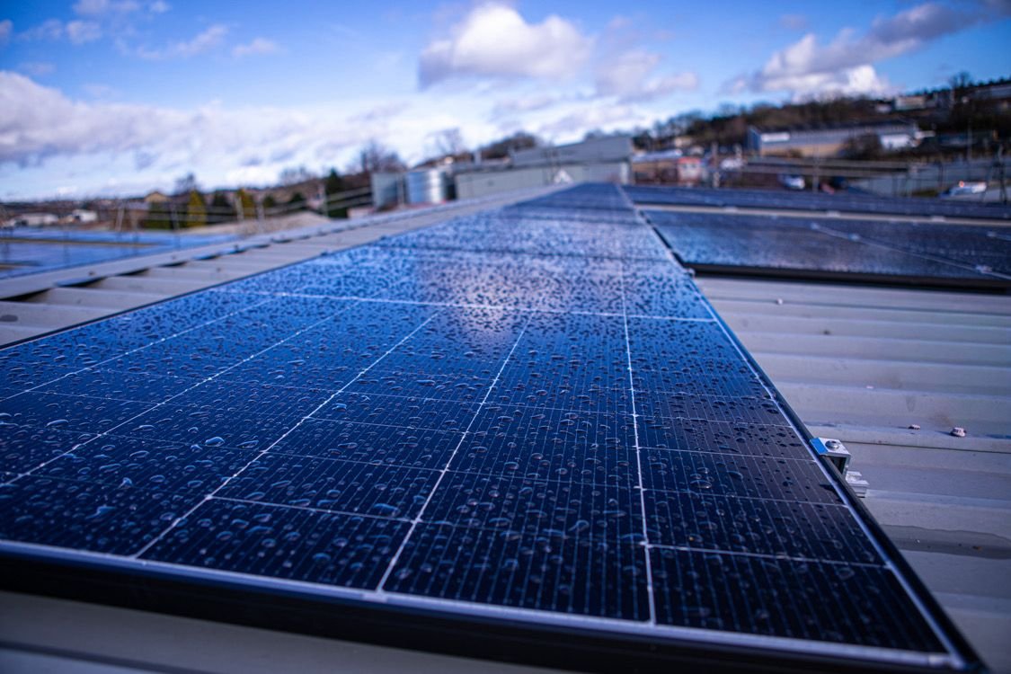 Close up of commercial social panel install by P4 Solar in Yorkshire
