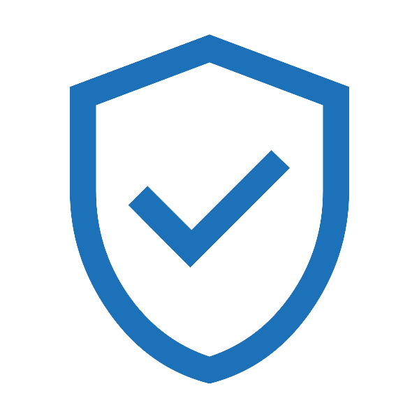 Blue shield icon with a checkmark inside.