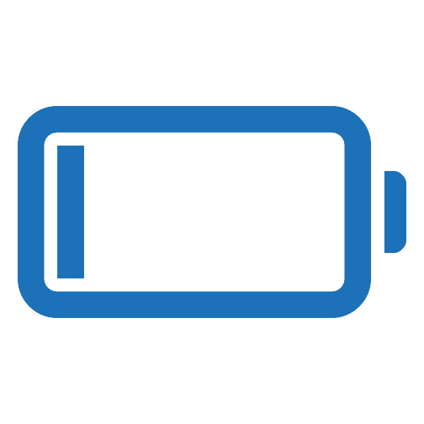 Blue battery icon symbolising solar battery storage systems.