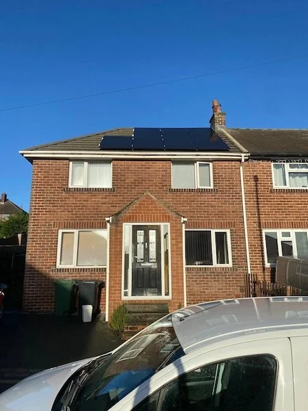 Semi-detached house with solar panels installed on the roof, Manchester