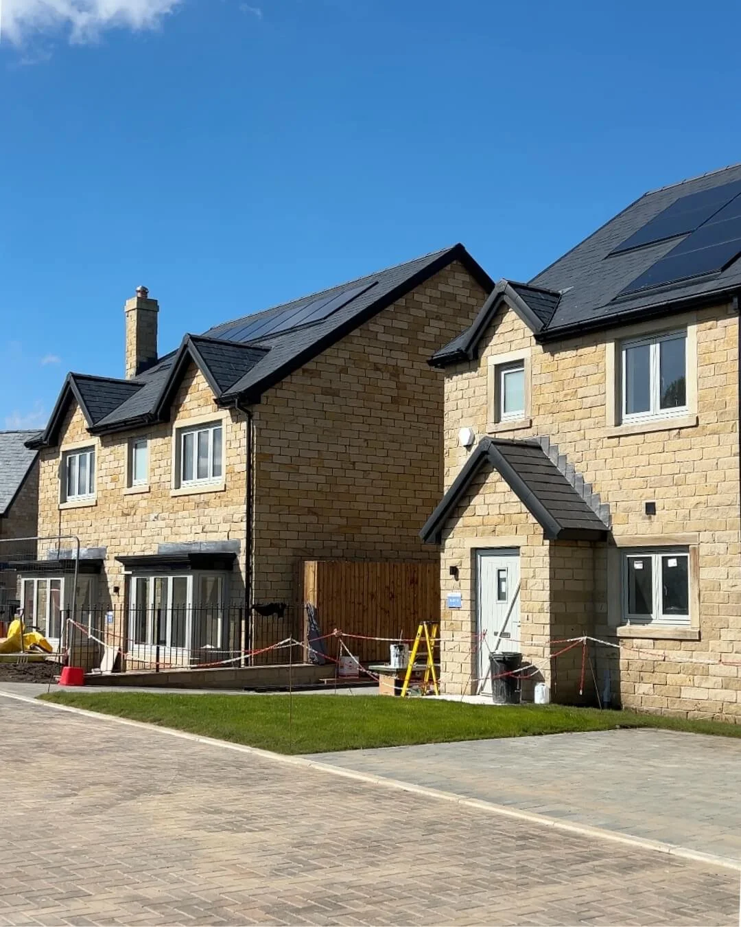 Sleek in roof solar panels on new housing development of detached homes