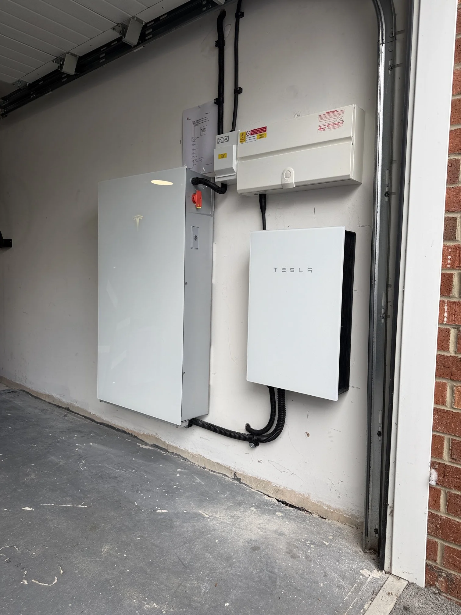 Tesla Powerwall battery storage system installed at a property in Selby