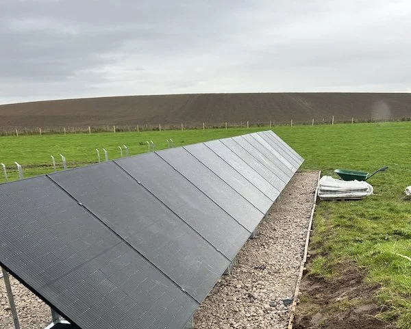 Image of ground mount solar panels on agricultural land