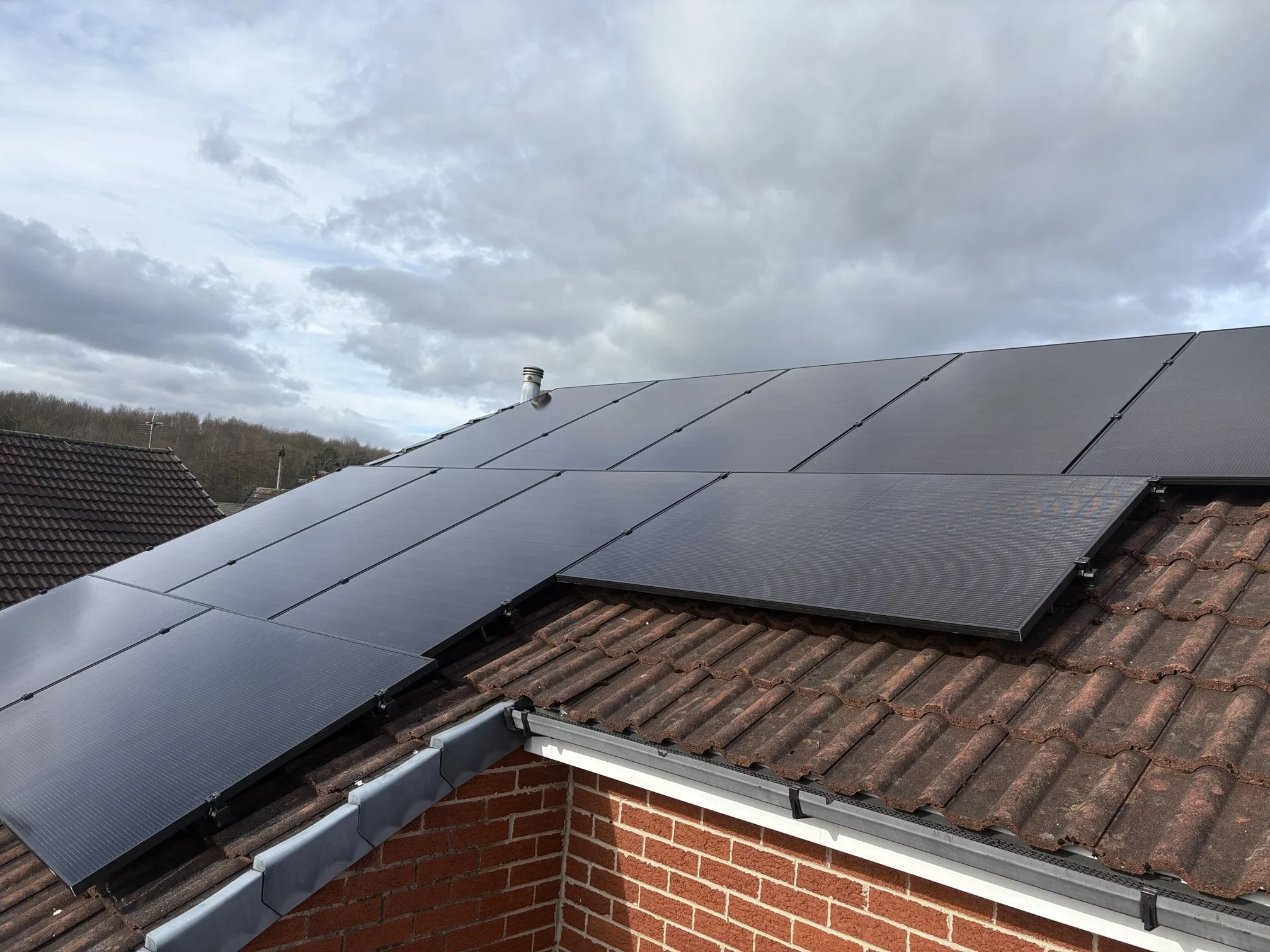 High efficiency solar panel system installed on a home in Ripon