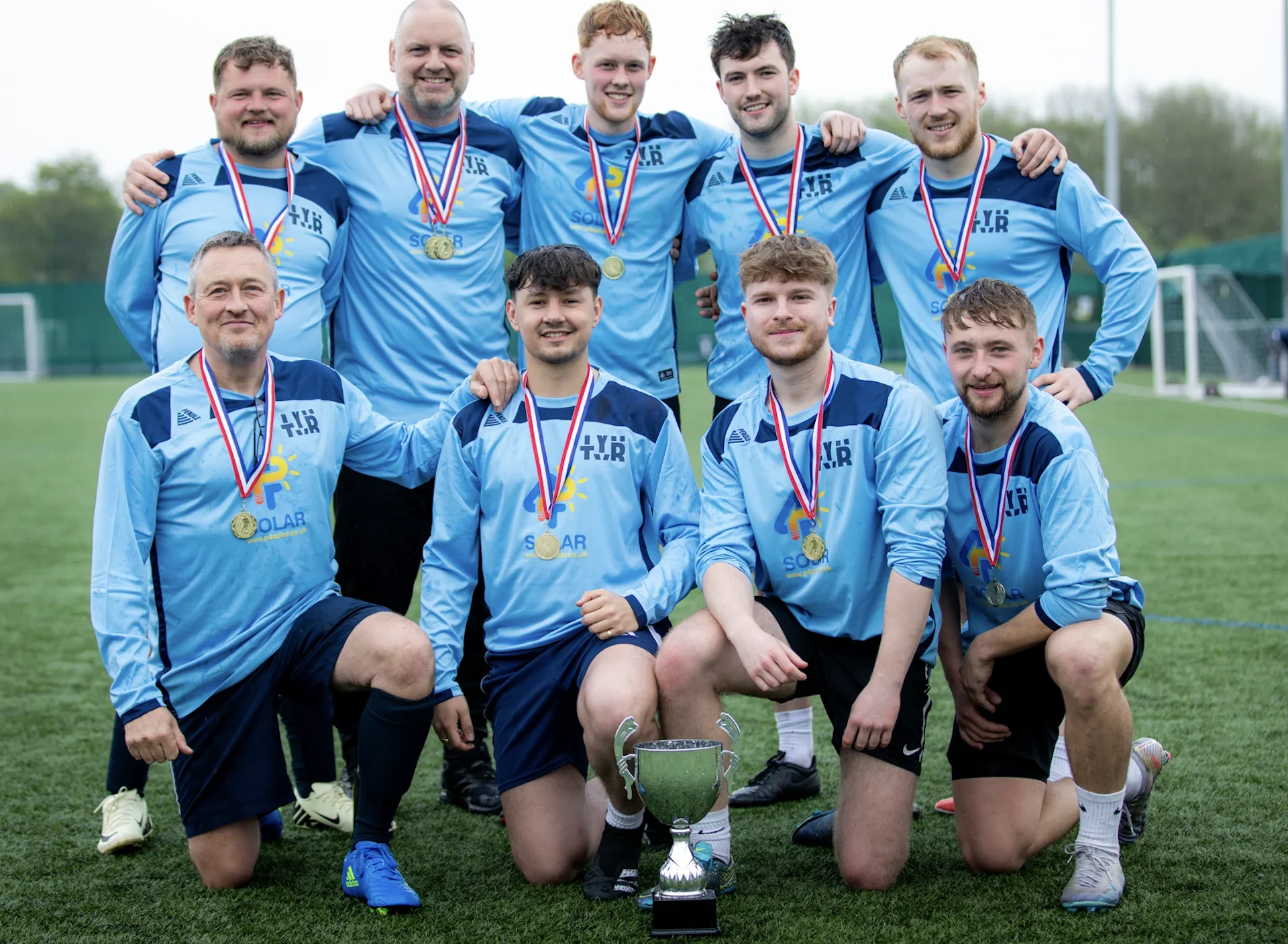 P4 Solar team celebrating victory at the Ilkley Town AFC Corporate 5-A-Side tournament